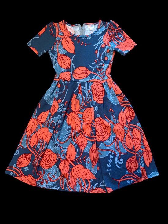 LuLaRoe Dresses & Skirts - LuLaRoe Amelia Dress – Size S – Navy Floral Fit & Flare
